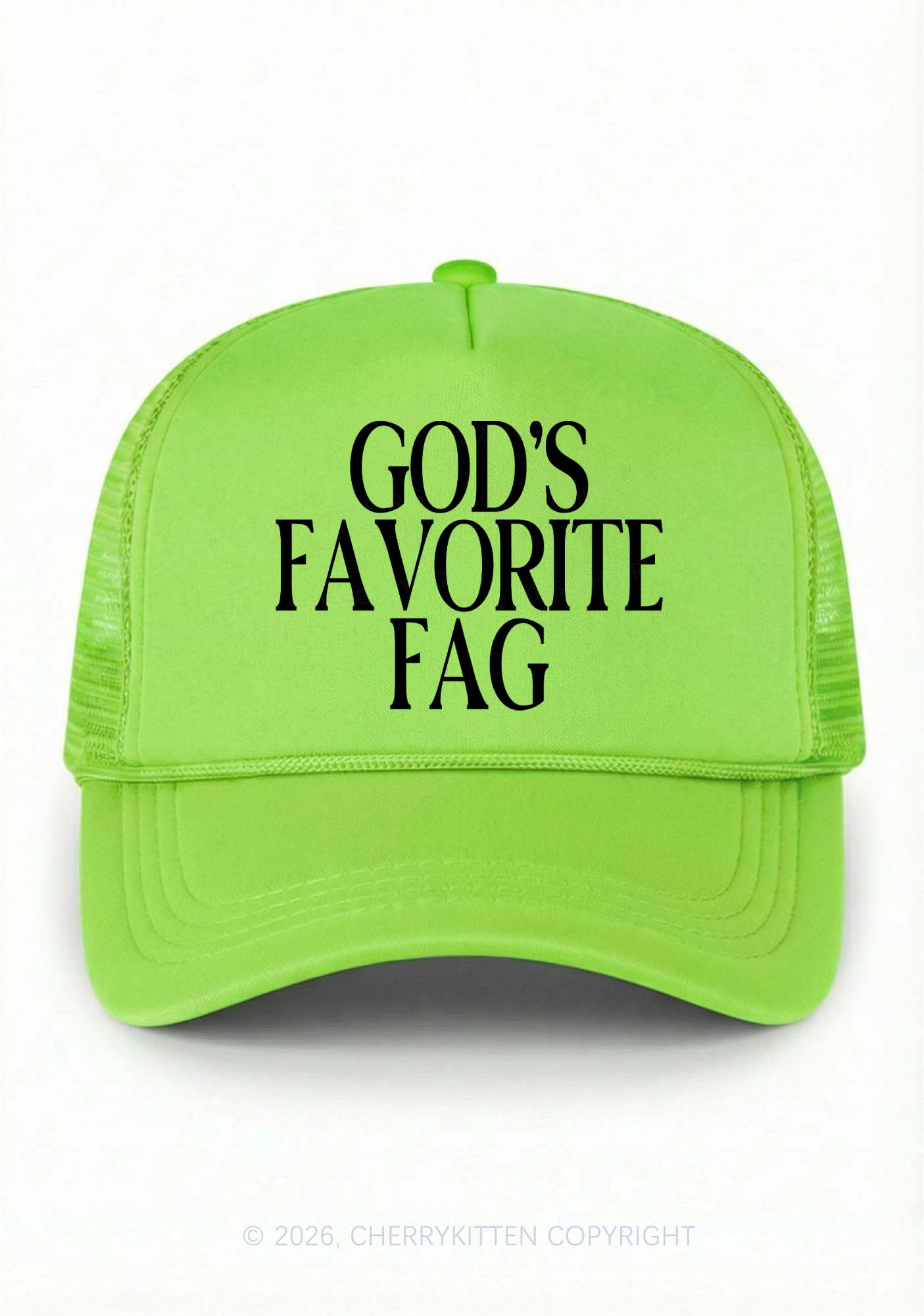 Gods Favorite Fag Pride Y2K Trucker Hat Cherrykitten