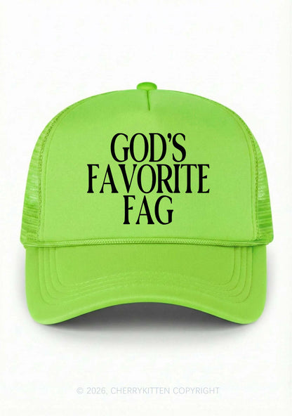Gods Favorite Fag Pride Y2K Trucker Hat Cherrykitten