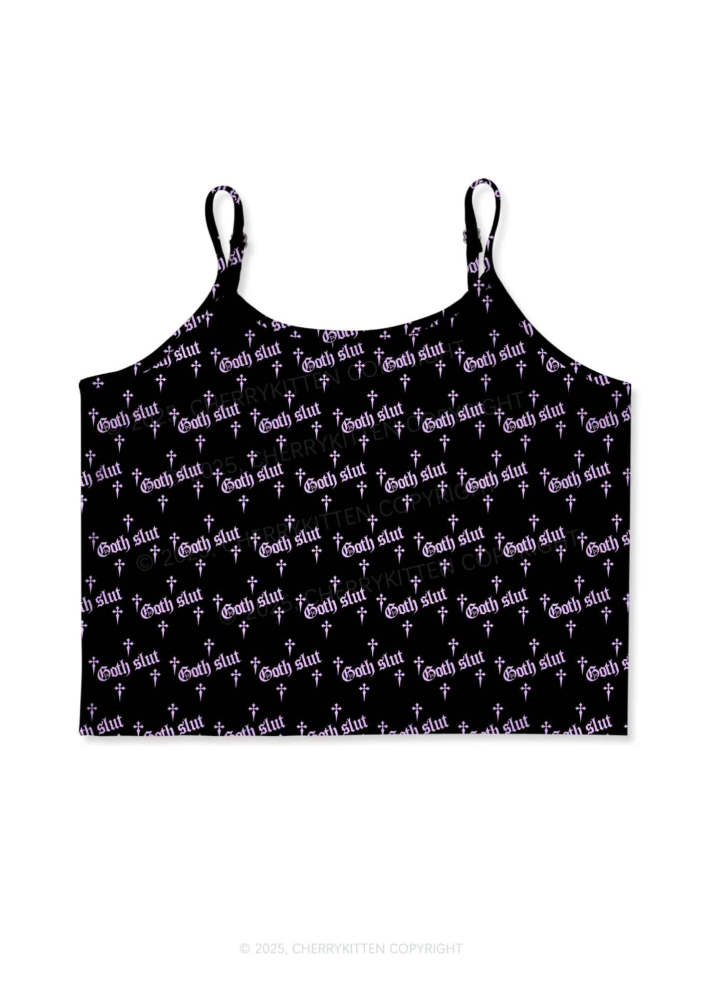 Halloween Pink Goth Slxt Y2K Print Cami Crop Top Cherrykitten