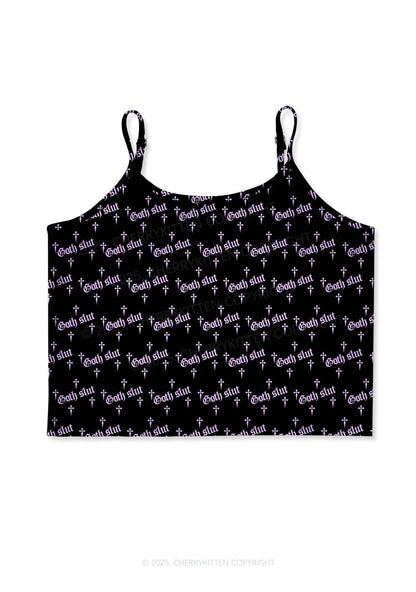 Halloween Pink Goth Slxt Y2K Print Cami Crop Top Cherrykitten