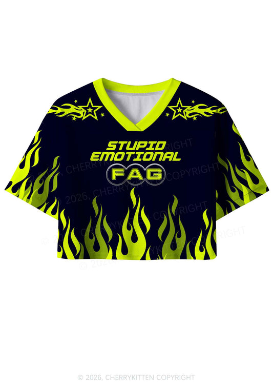 Stupid Emotional Fag Pride Y2K Crop Sport Jersey Shirts Cherrykitten