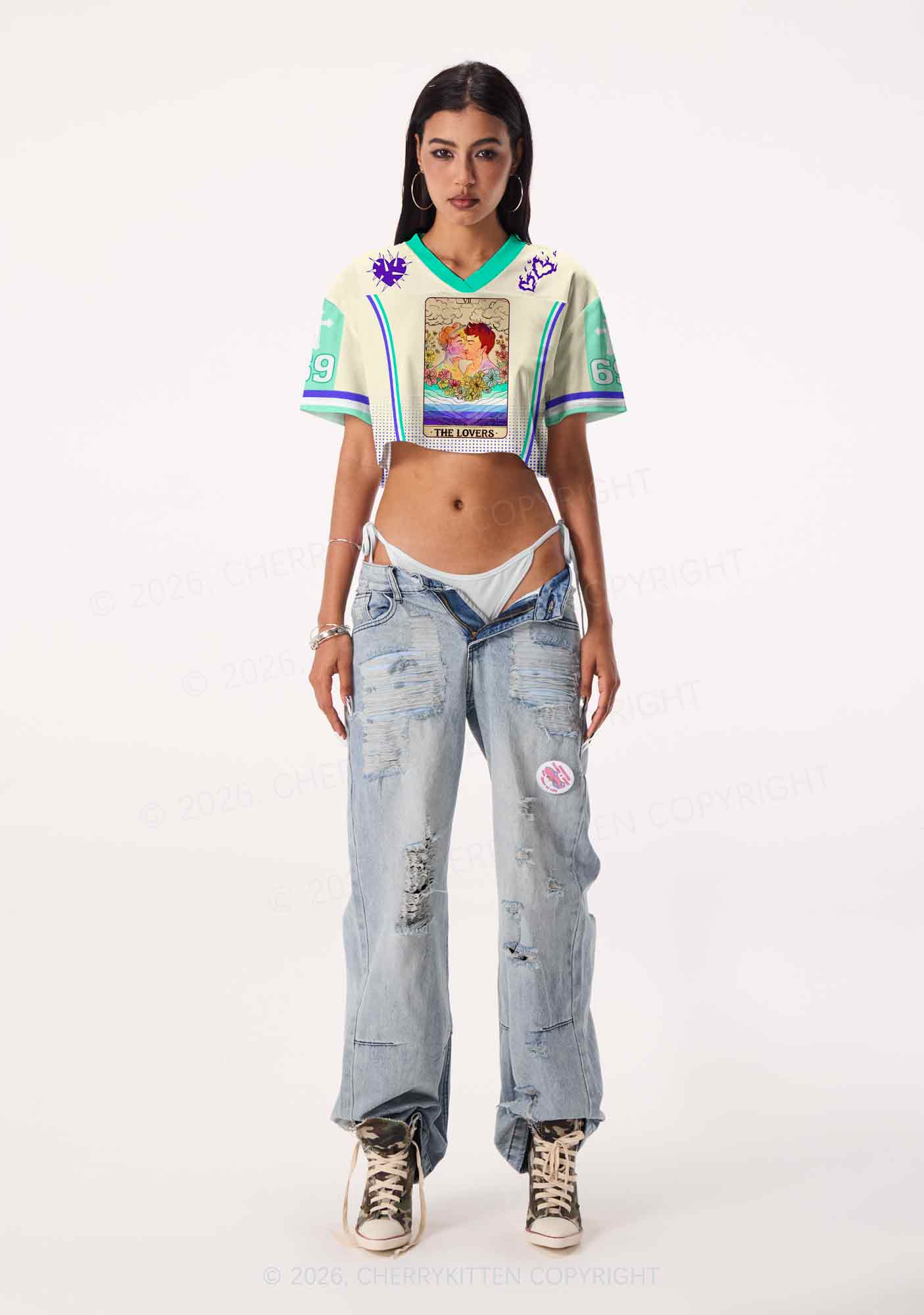 The Lovers Gay Kissing Pride Y2K Crop Sport Jersey Shirts Cherrykitten