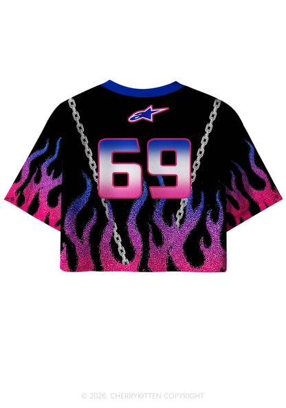 Bisexual Princess Flame Pride Y2K Crop Sport Jersey Shirts Cherrykitten