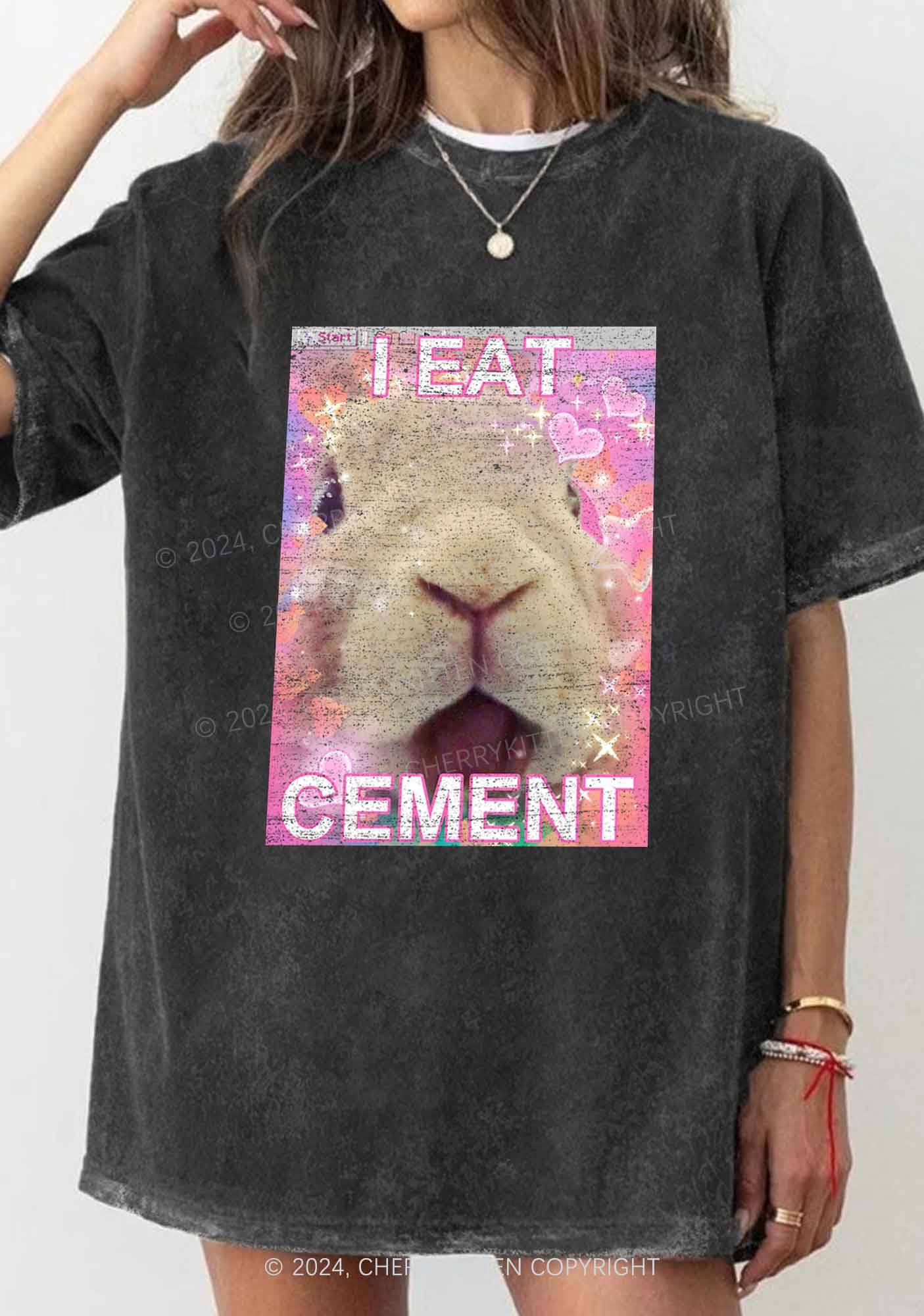 Bunny Eat Cement Y2K Washed Tee Cherrykitten
