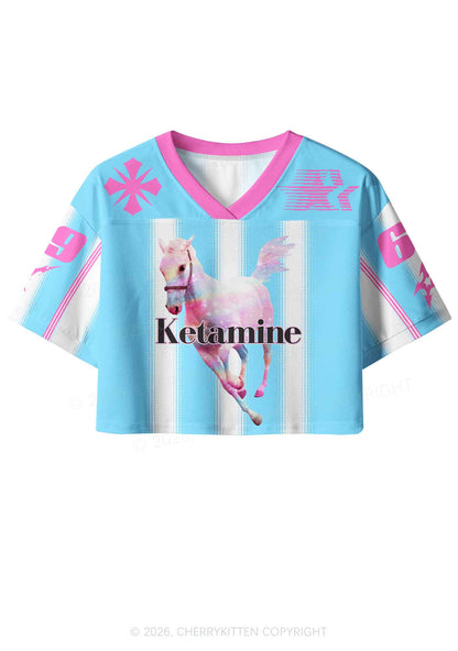 Blue K Horse Y2K Crop Sport Jersey Shirts Cherrykitten