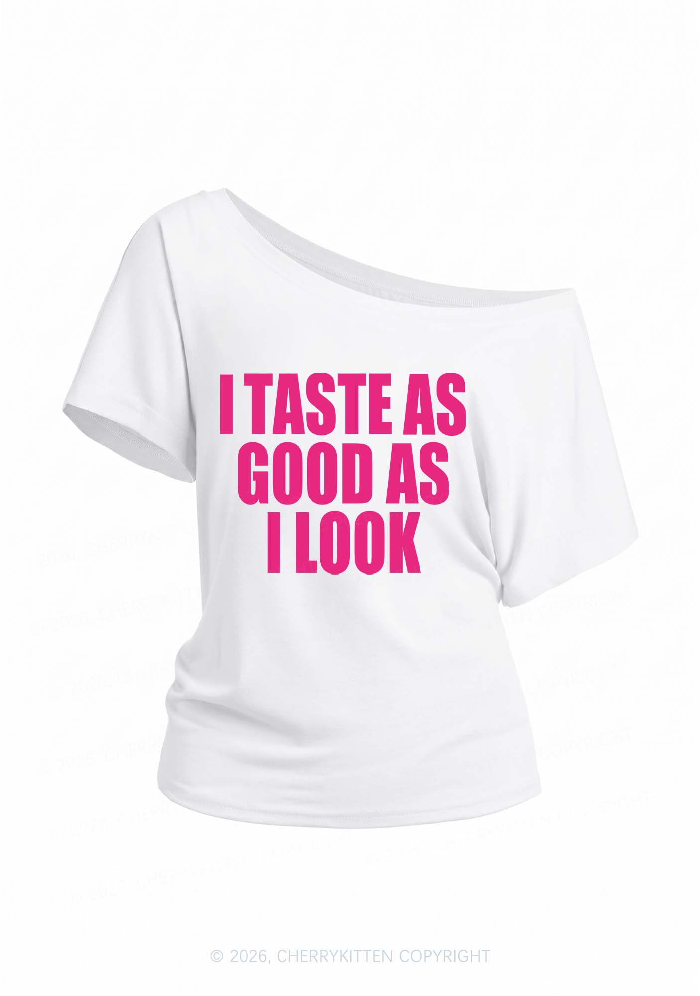 Taste Good Y2K Off Shoulder Tee Cherrykitten