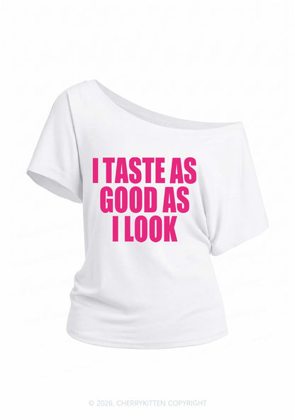 Taste Good Y2K Off Shoulder Tee Cherrykitten