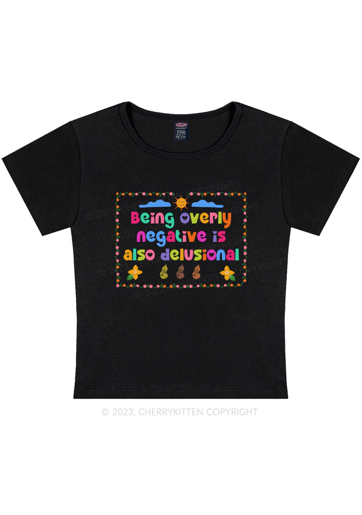 Curvy Negative Delusional Y2K Baby Tee Cherrykitten