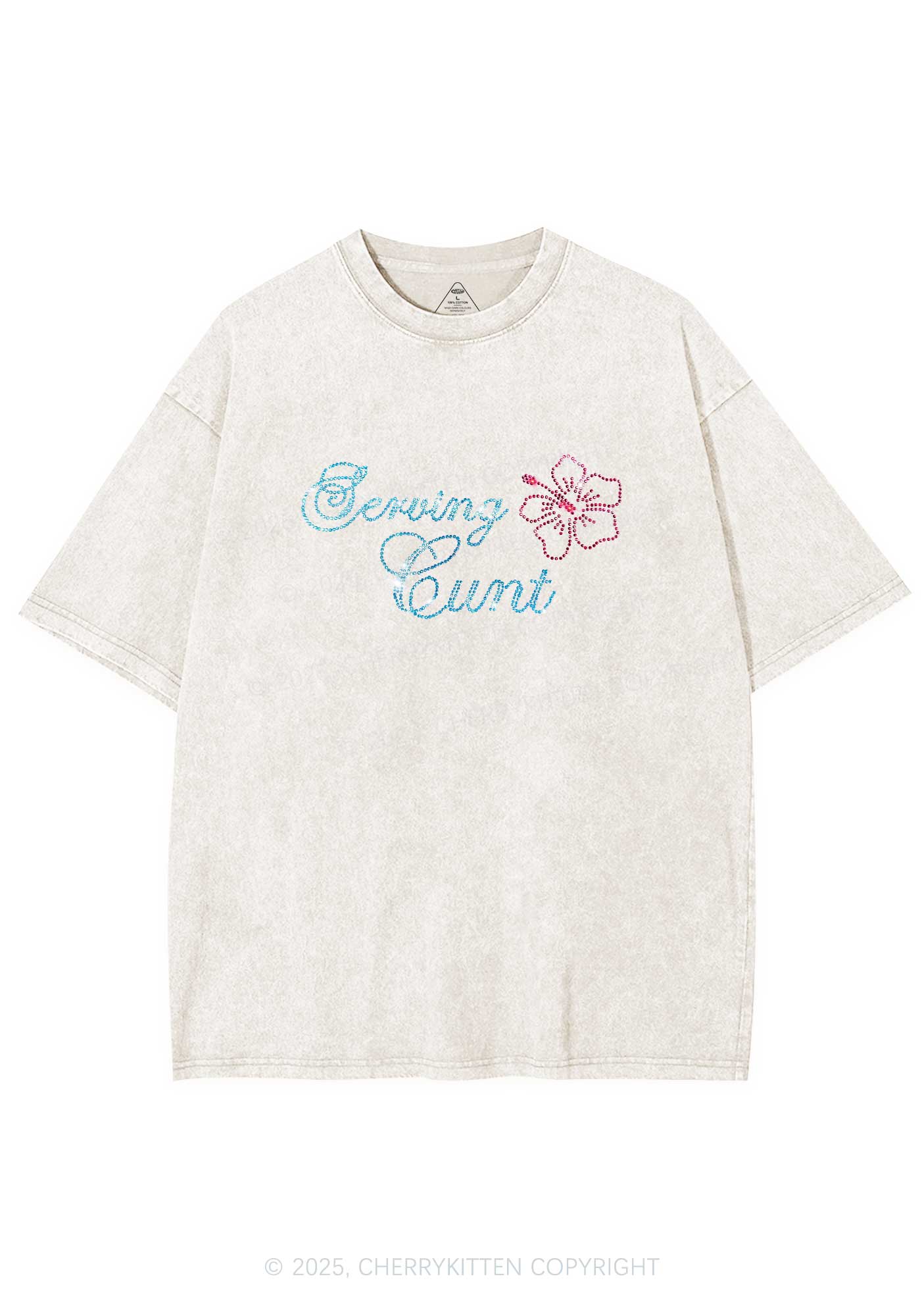 Rhinestone Serving Cxxt Y2K Shirts Washed Tee Cherrykitten