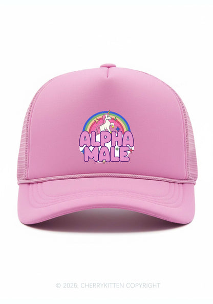 Rainbow Unicorn Alpha Male Pride Y2K Trucker Hat Cherrykitten
