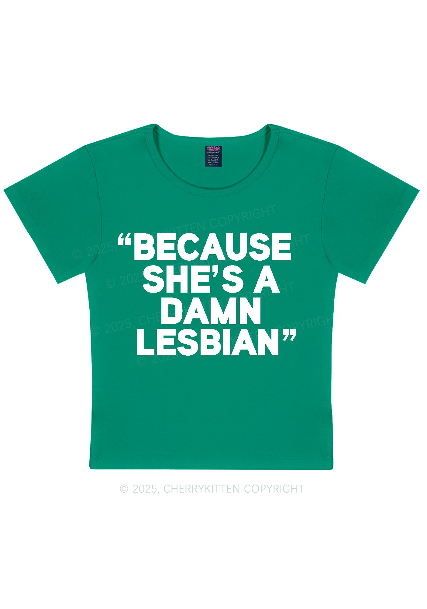 She's A Damn Lesbian Y2K Baby Tee Cherrykitten