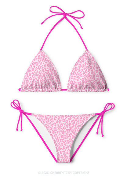 Pink Leopard Y2K Print Bikini Set Cherrykitten