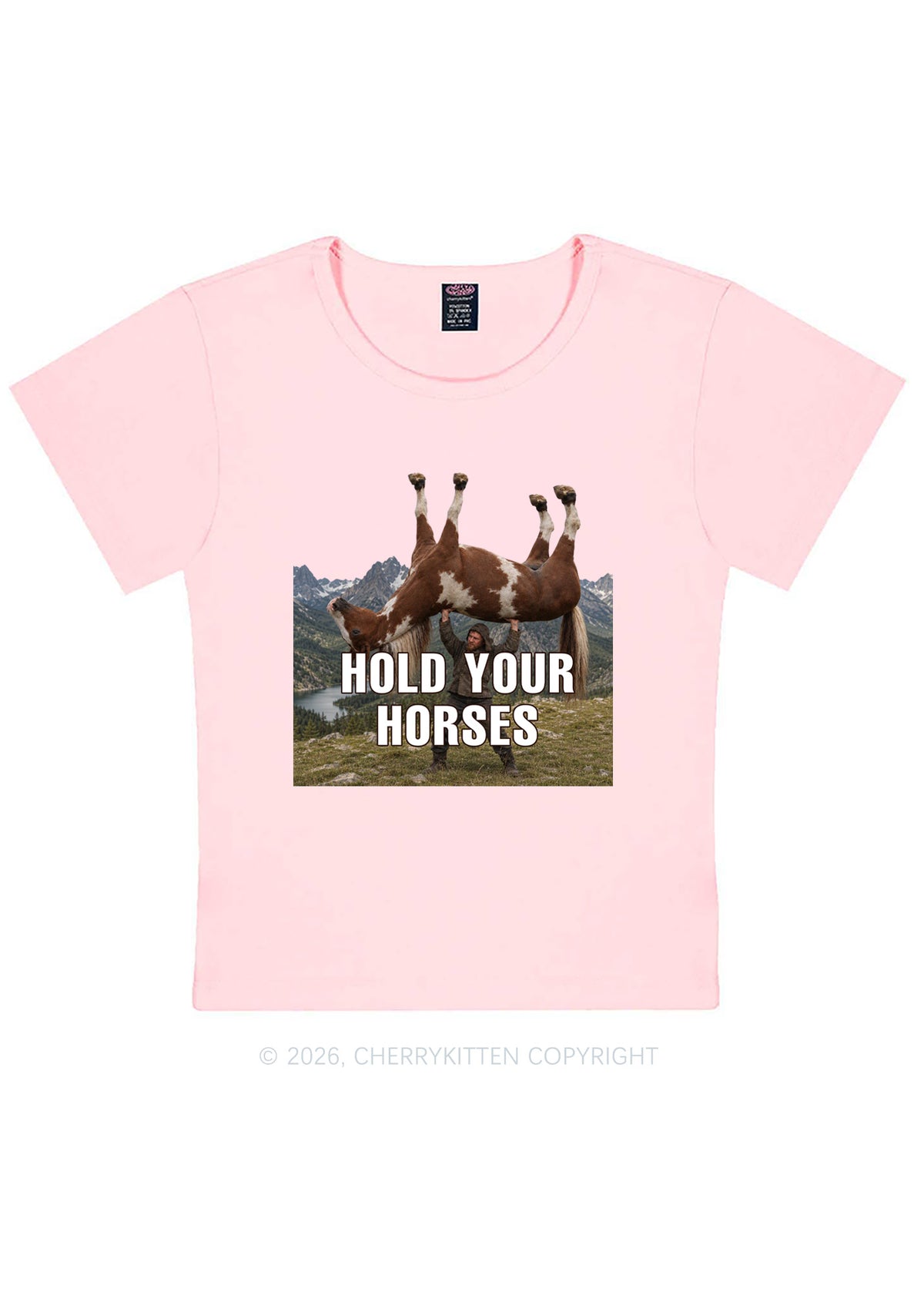 Man Hold Your Horses Y2K Baby Tee Cherrykitten