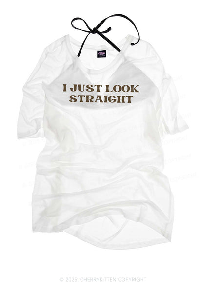 I Just Look Straight Pride Y2K Sheer Boyfriend Tee Cherrykitten