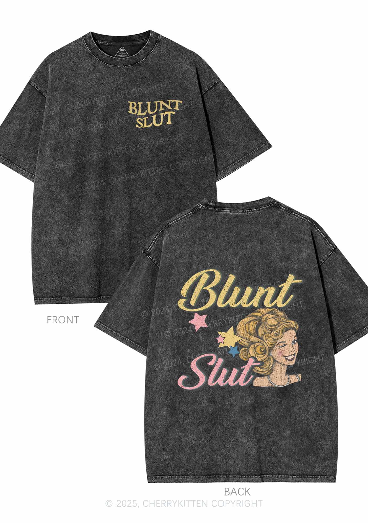 Blunt Slxt Two Sides Y2K Shirts Washed Tee Cherrykitten