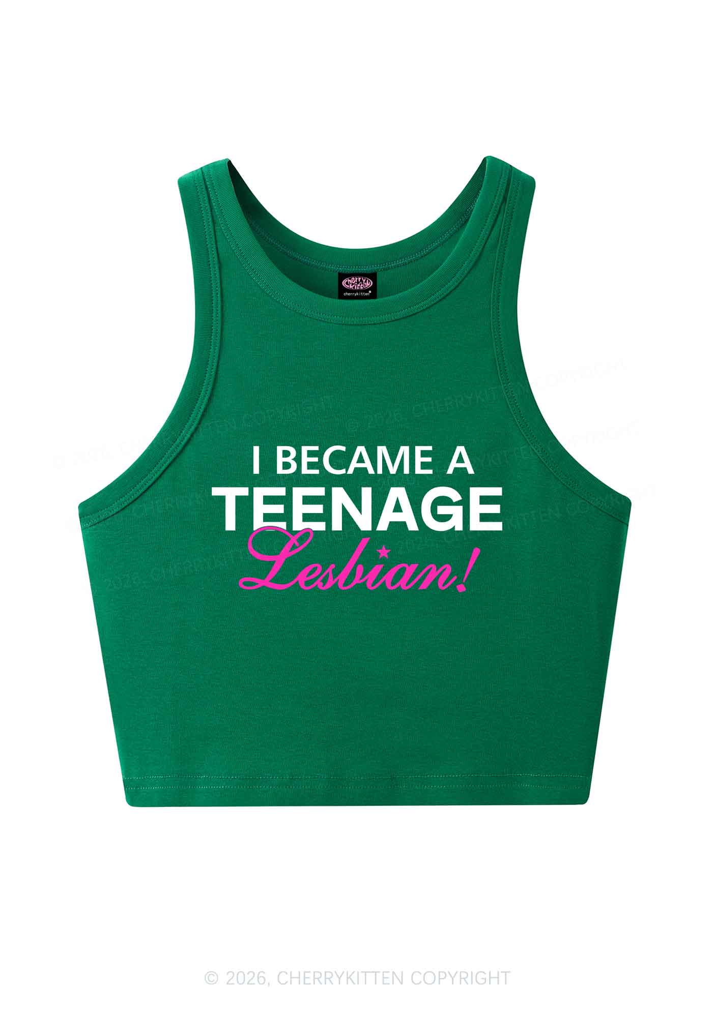 I Became A Teenage Lesbian Pride Y2K Crop Tank Top Cherrykitten