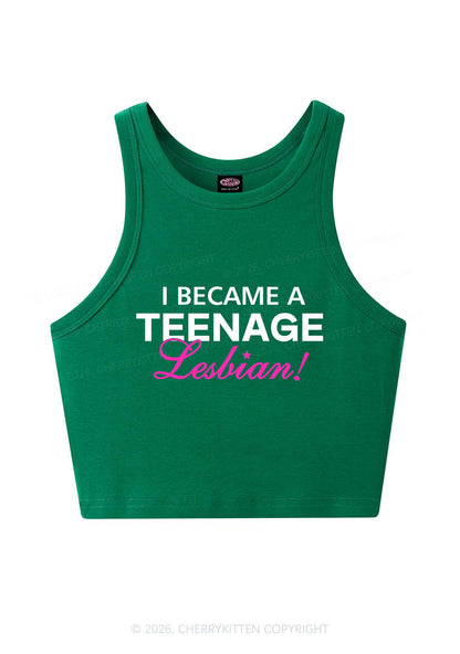 I Became A Teenage Lesbian Pride Y2K Crop Tank Top Cherrykitten