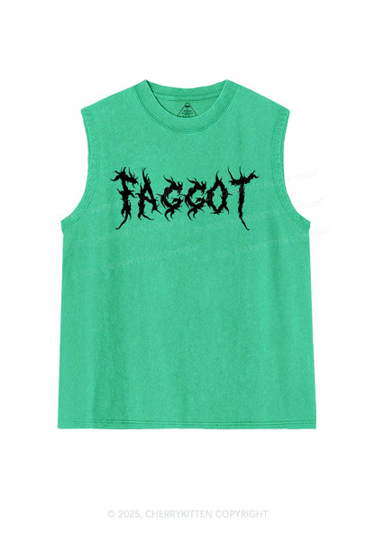Punk Faggot Pride Y2K Washed Muscle Tank Cherrykitten