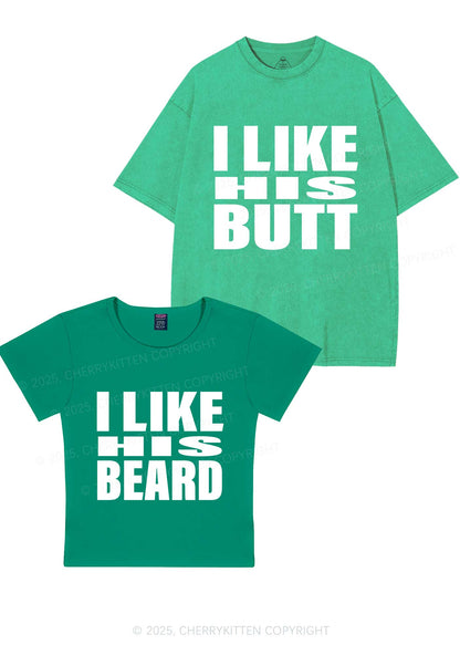 I Like His Beard Y2K Valentine's Day Couple Shirt Cherrykitten