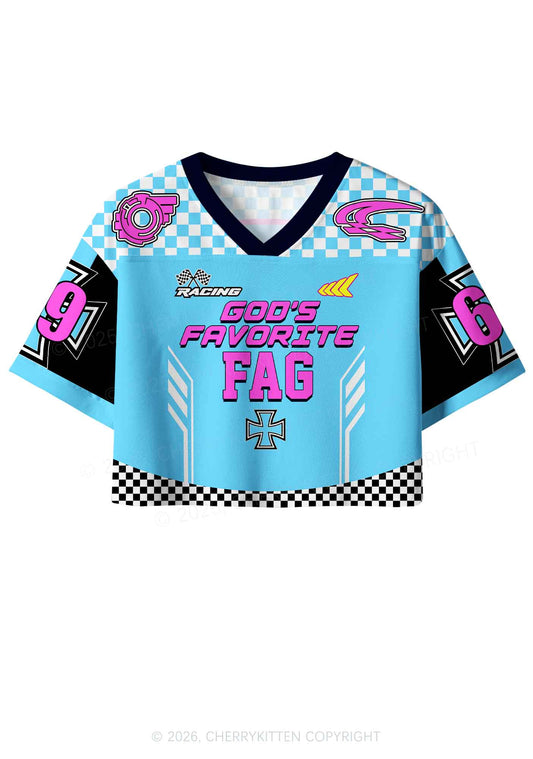 Gods Favorite Fag Pride Y2K Crop Sport Jersey Shirts Cherrykitten