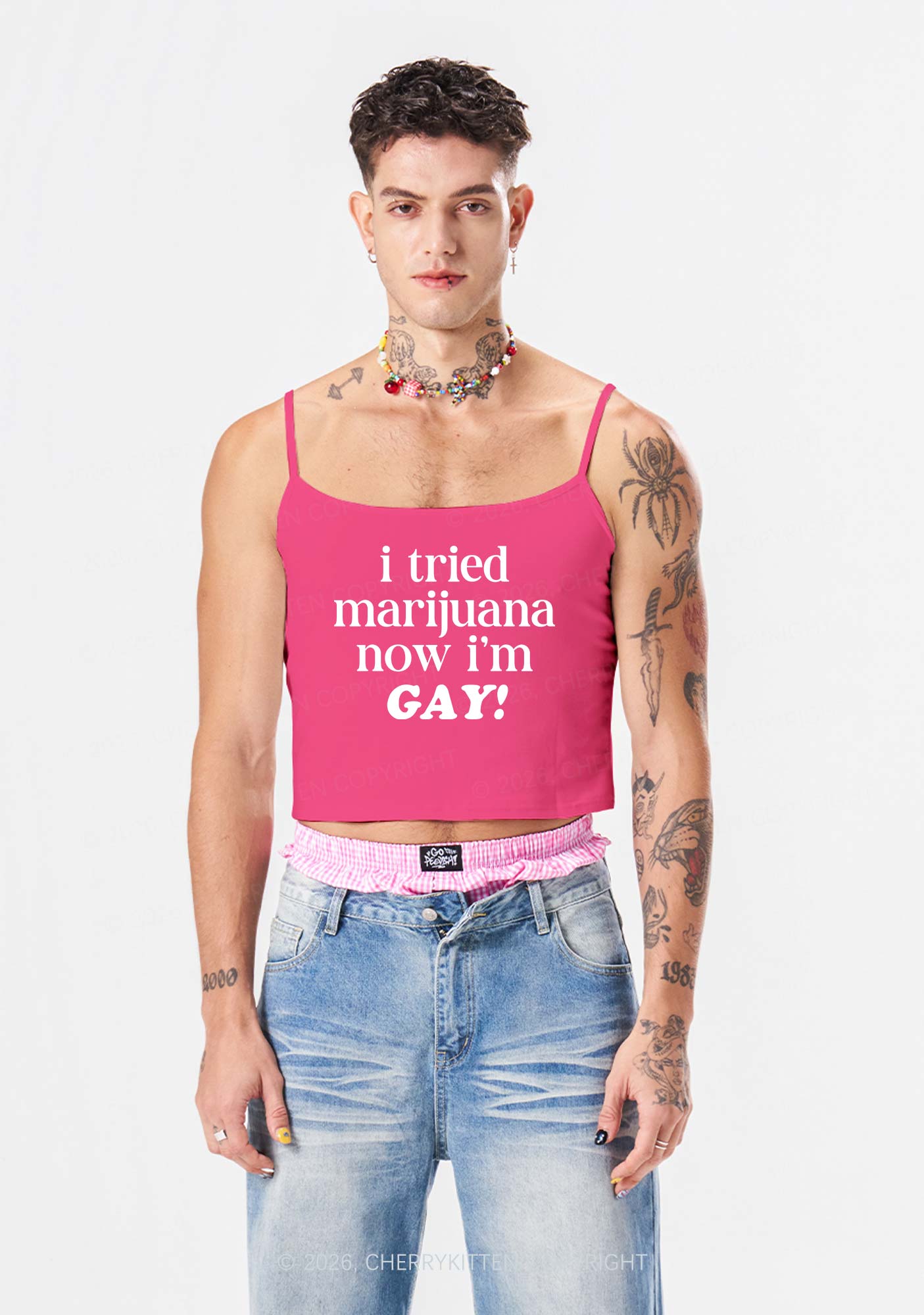 Now Im Gay Pride Y2K Spaghetti Strap Cami Cherrykitten