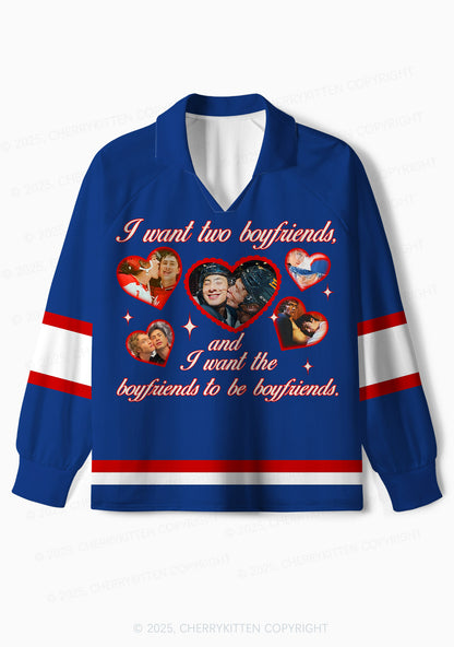 Blue I Want Two Boyfriends HR Y2K Long Sleeve Sport Jersey Shirts Cherrykitten