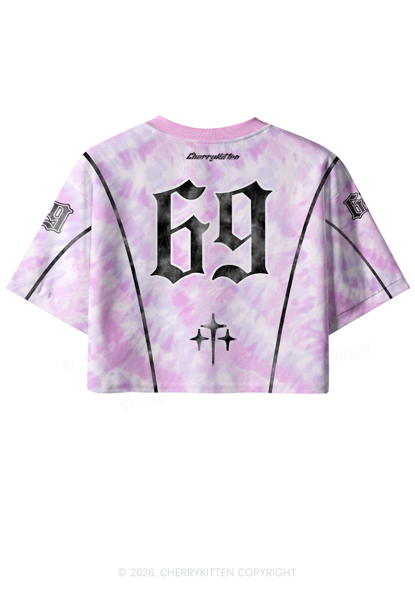 Mean Femme Pink Tie Dye Pride Y2K Crop Sport Jersey Shirts Cherrykitten