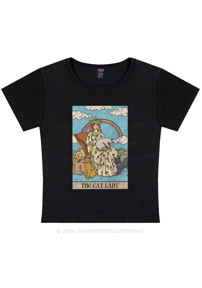 The Cat Lady Y2K Baby Tee Cherrykitten