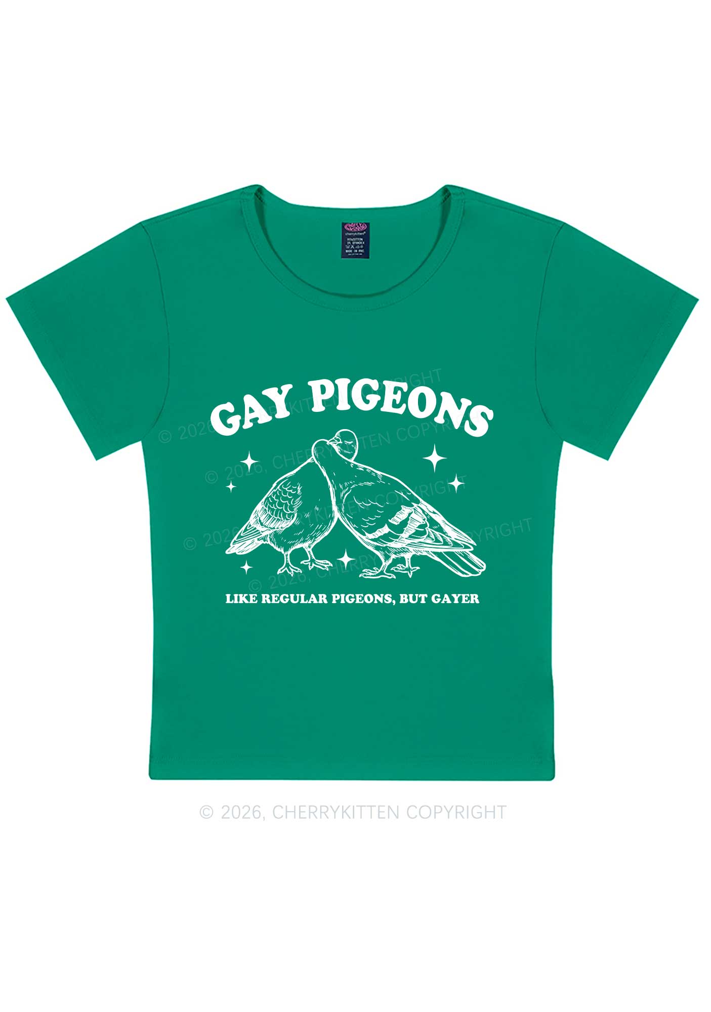 Gay Pigeons Kissing Pride Y2K Baby Tee Cherrykitten