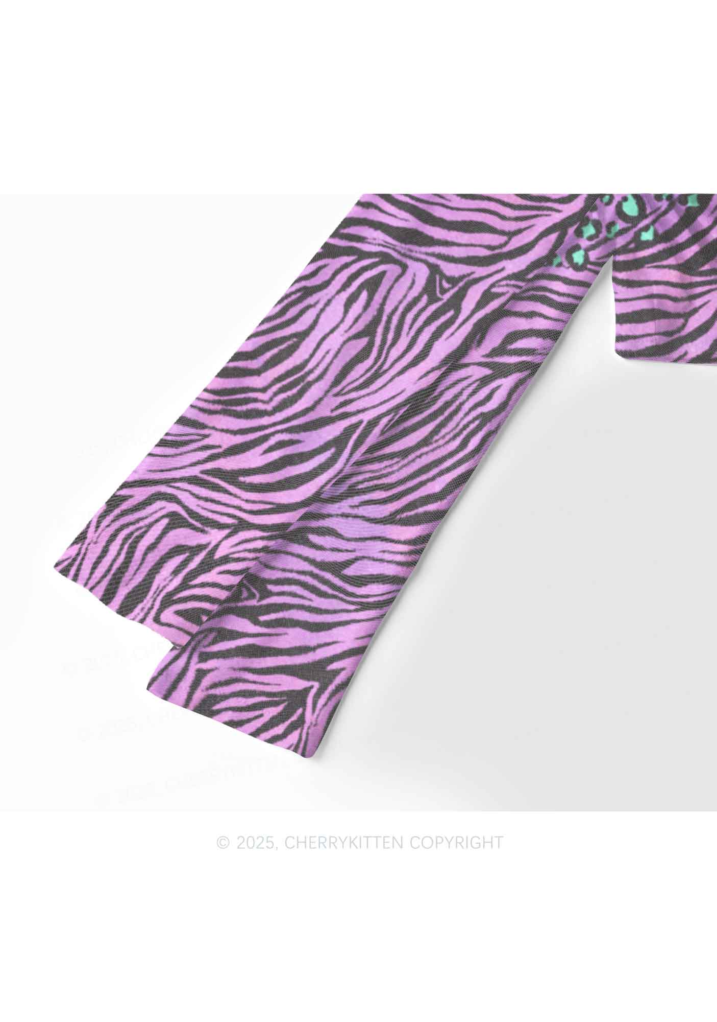 Lavender Zebra Y2K Mesh Long Sleeve Crop Top Cherrykitten