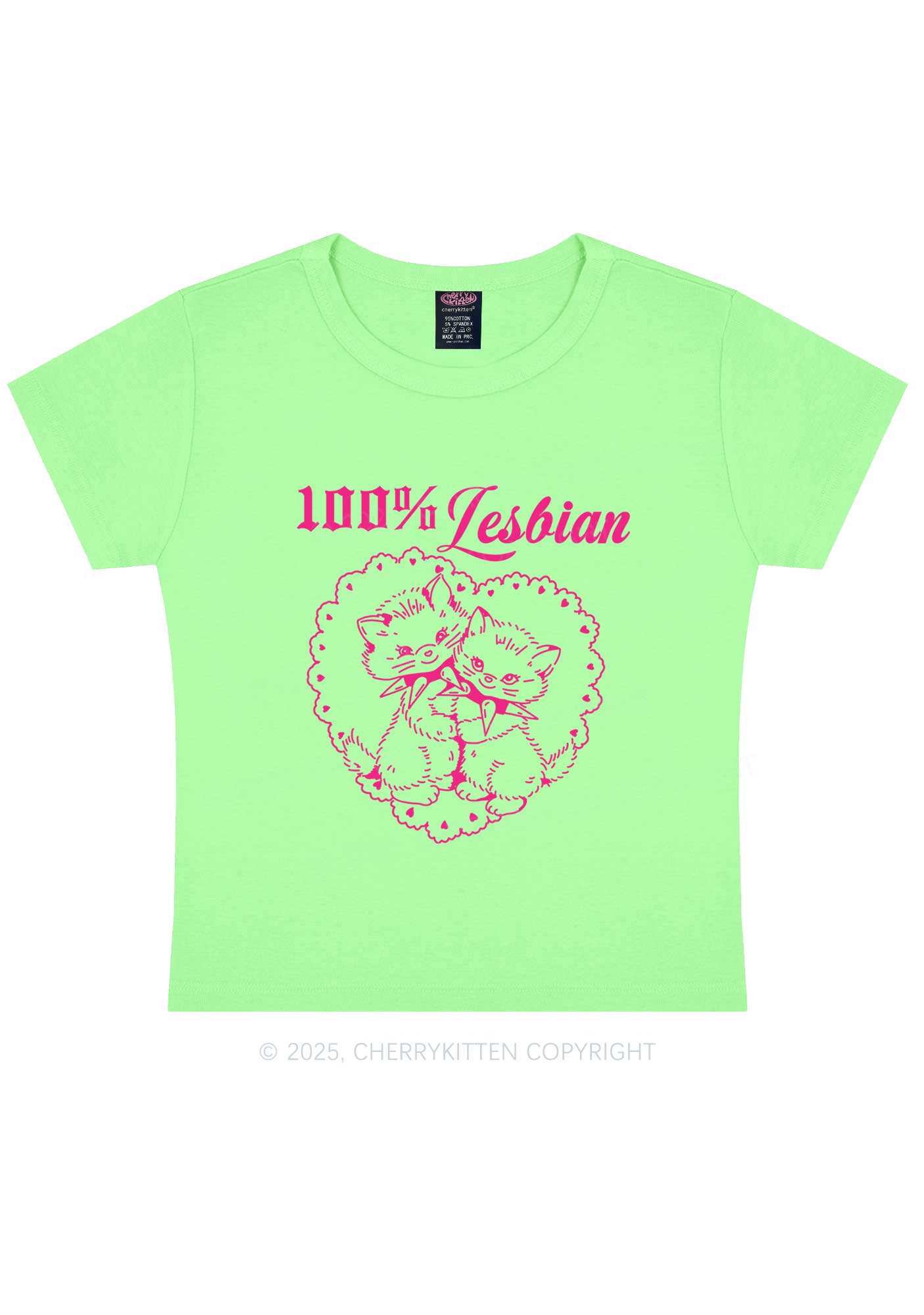 Lesbian Cats Y2K Baby Tee Cherrykitten