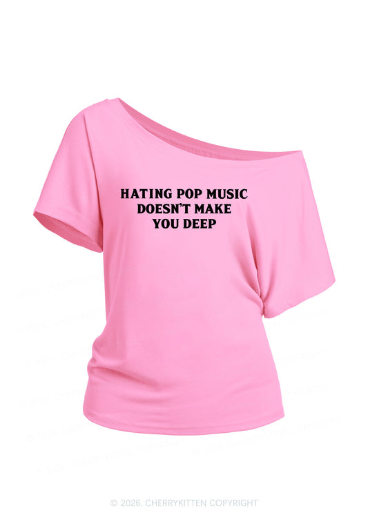 Hating Pop Music Y2K Off Shoulder Tee Cherrykitten