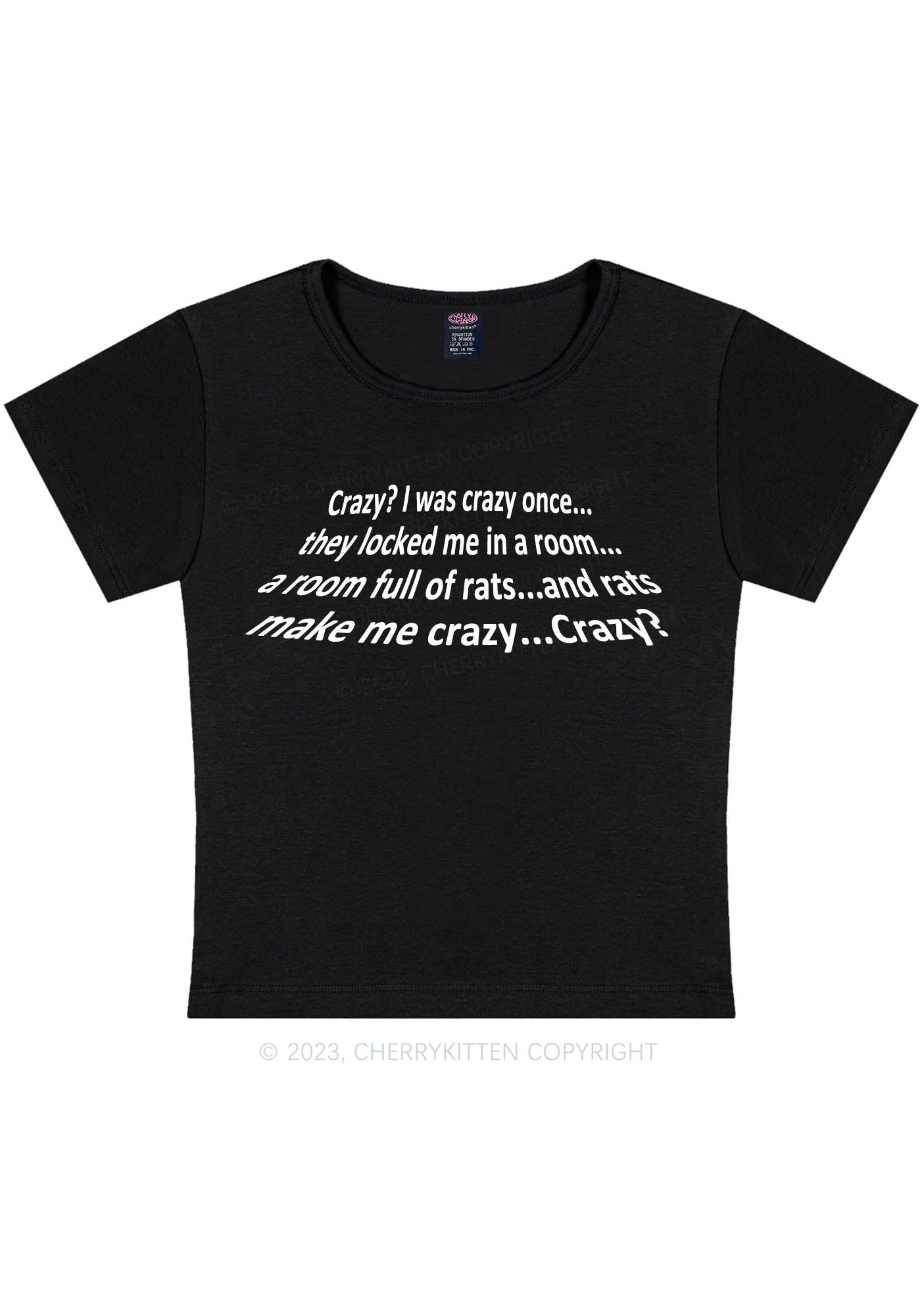 Rats Make Me Crazy Y2K Baby Tee Cherrykitten