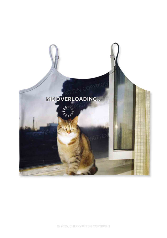 The Overloading Cat Y2K Print Cami Crop Top Cherrykitten