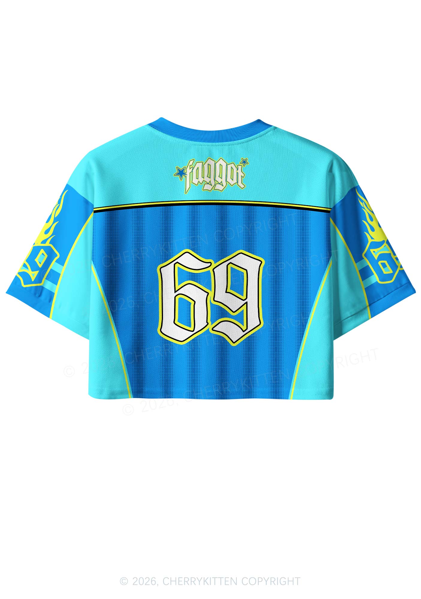 Faggot Blue Star Pride Y2K Crop Sport Jersey Shirts Cherrykitten