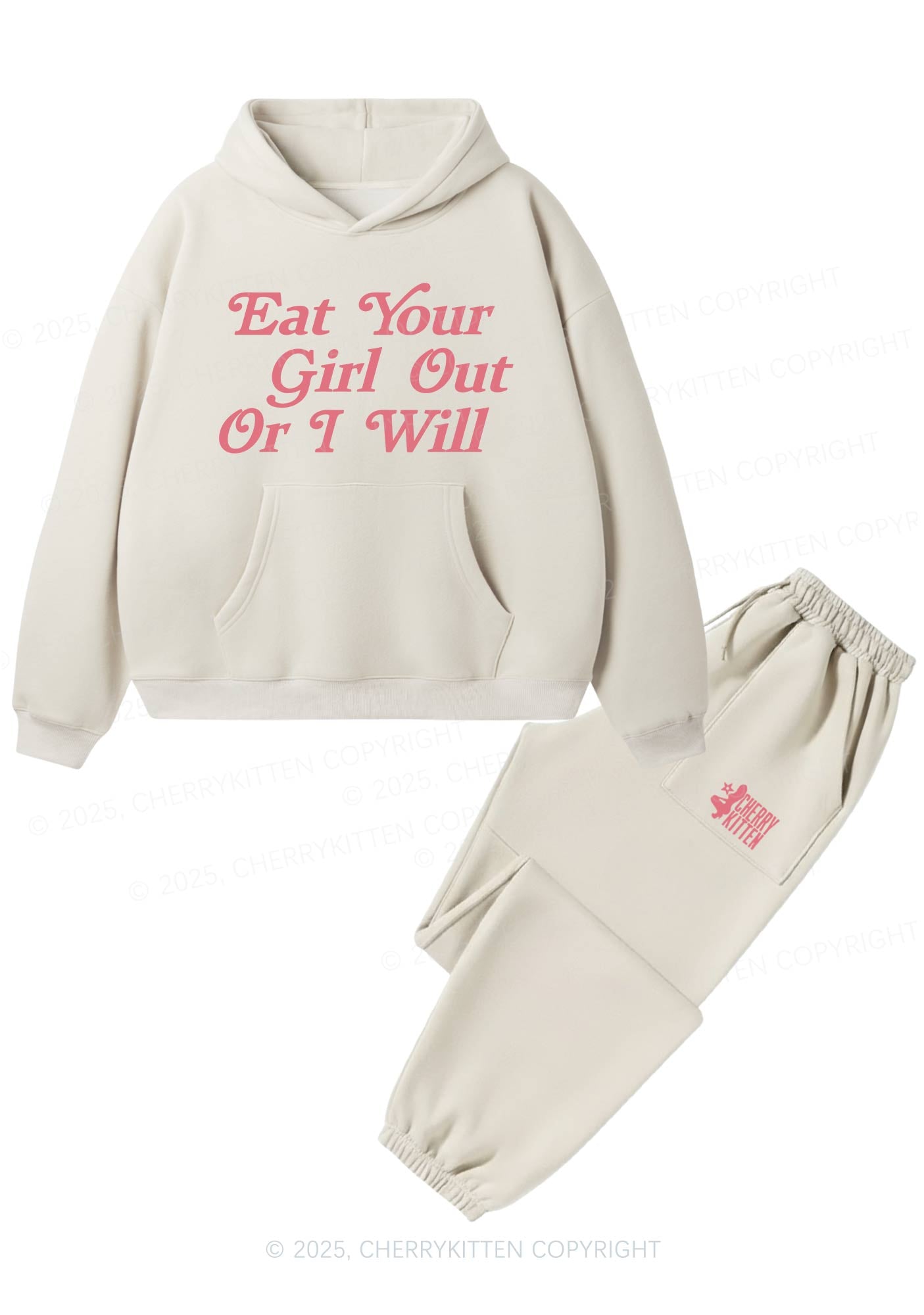 Eat Your Girl Out Pride Y2K Fleece Hoodie Set Cherrykitten