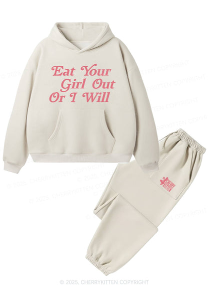 Eat Your Girl Out Pride Y2K Fleece Hoodie Set Cherrykitten