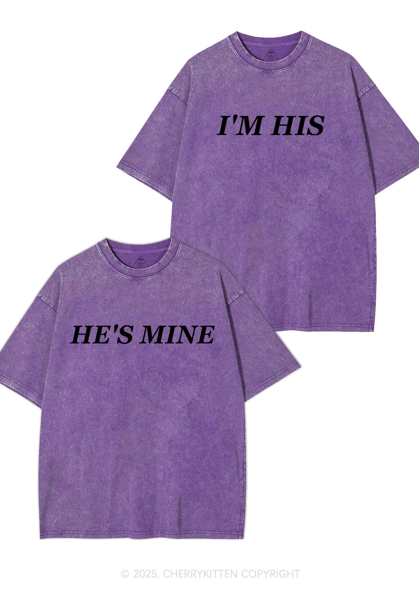 Hes Mine Im His Y2K Valentine's Day Washed Tee Cherrykitten