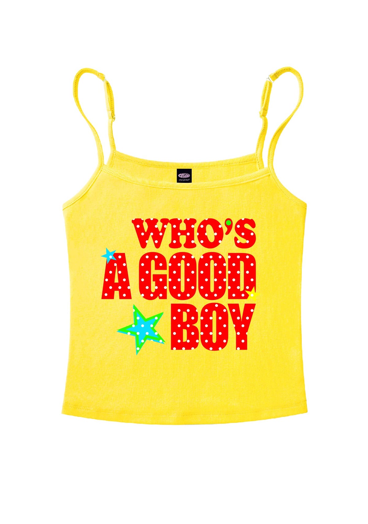 Whos A Good Boy Polka Dots Y2K Spaghetti Strap Cami Cherrykitten
