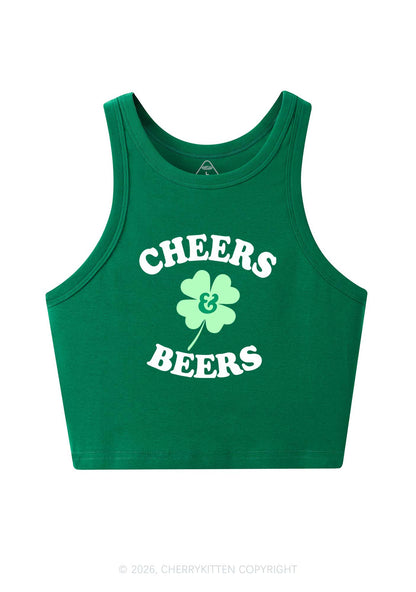Cheers And Beers St Patricks Y2K Crop Tank Top Cherrykitten