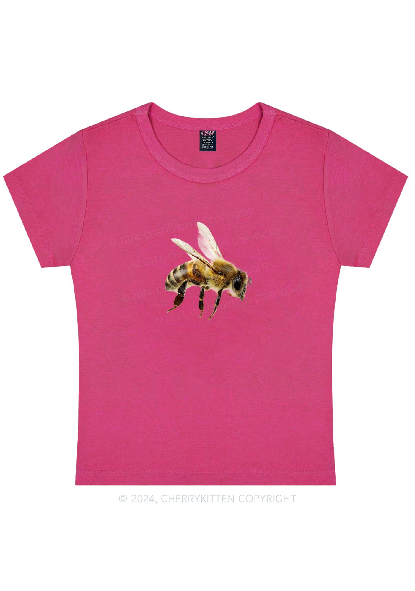 Curvy Flying Bee Y2K Baby Tee Cherrykitten