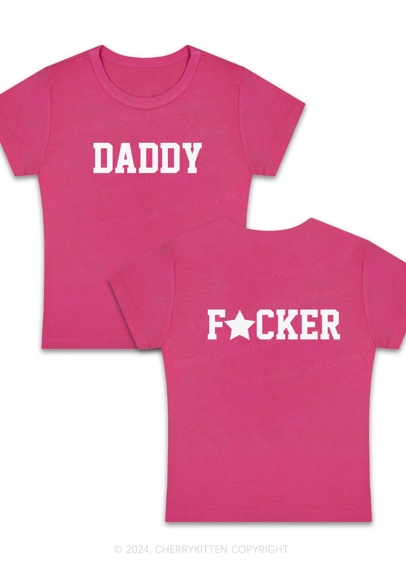 Daddyfxcker Two Sides Y2K Baby Tee Cherrykitten