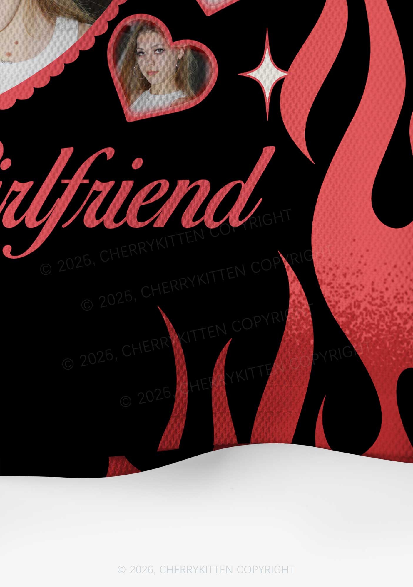 Custom Photos Red Flame I Love My GF BF Y2K Crop Sport Jersey Shirts Cherrykitten