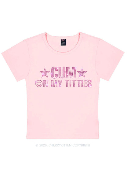 Rhinestone Cxm On My Txtties Y2K Baby Tee Cherrykitten