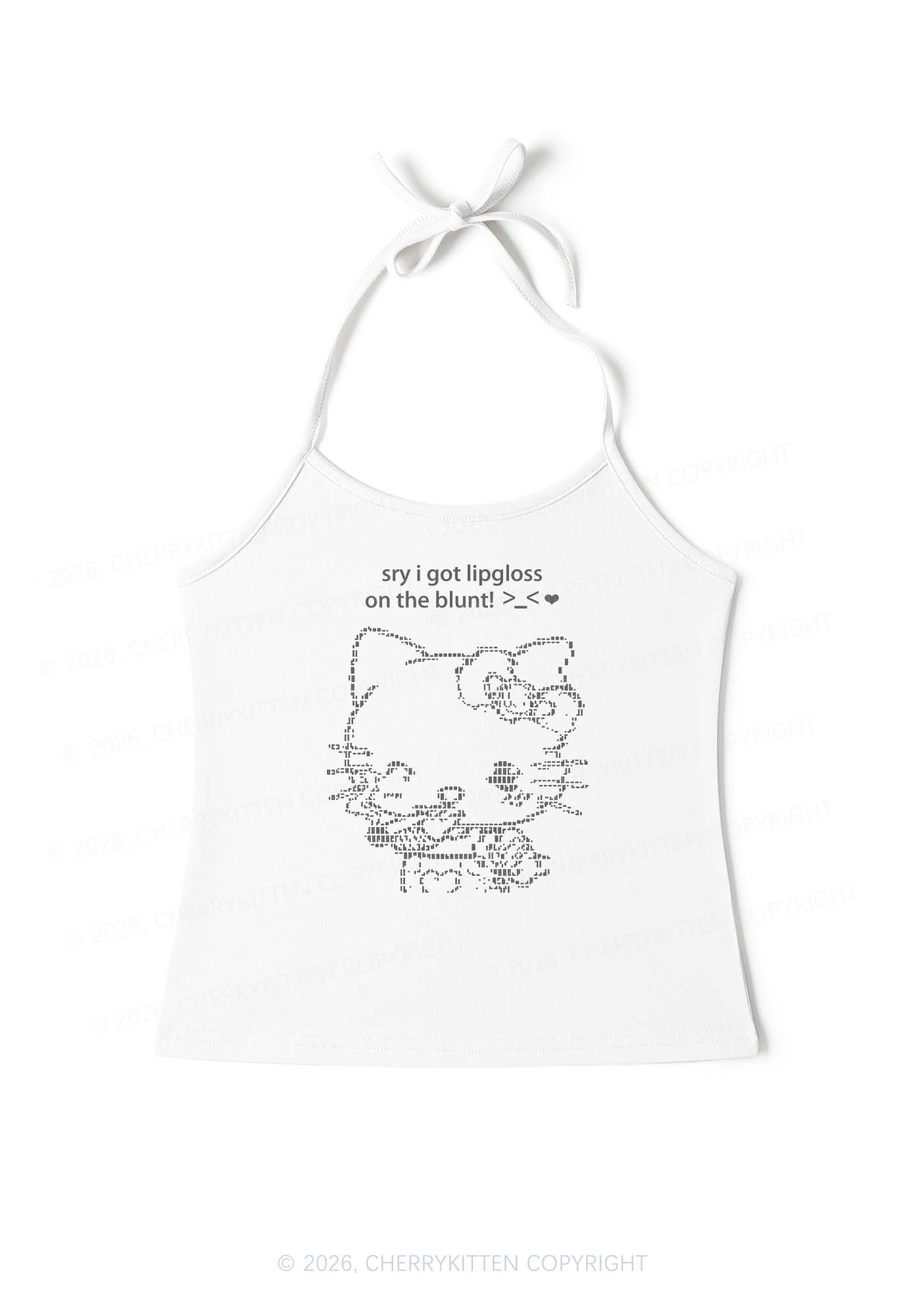 Sorry About Lipgloss Y2K Halter Neck Cami Cherrykitten