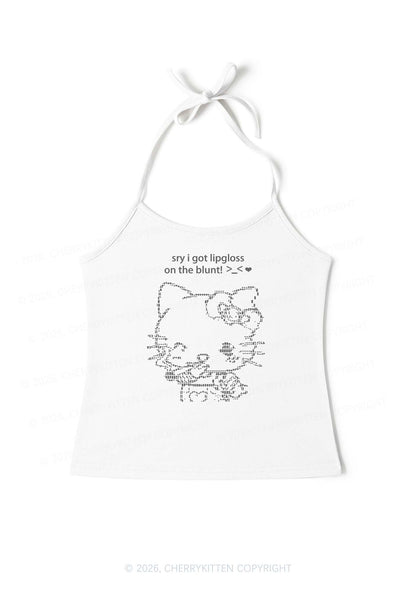 Sorry About Lipgloss Y2K Halter Neck Cami Cherrykitten