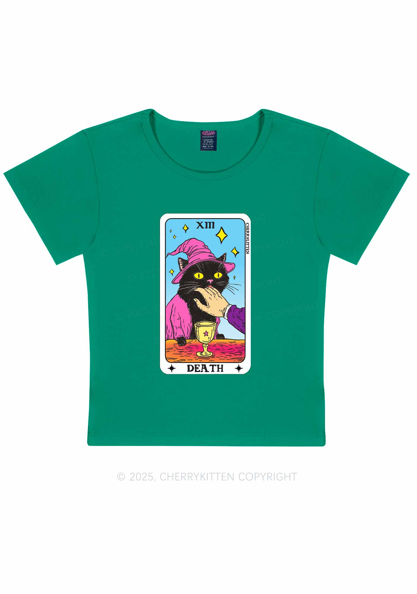 Halloween Death Black Cat Y2K Baby Tee Cherrykitten