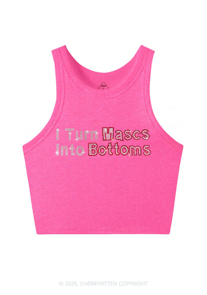 Rhinestone I Turn Mascs Into Bottoms Y2K Crop Tank Top Cherrykitten