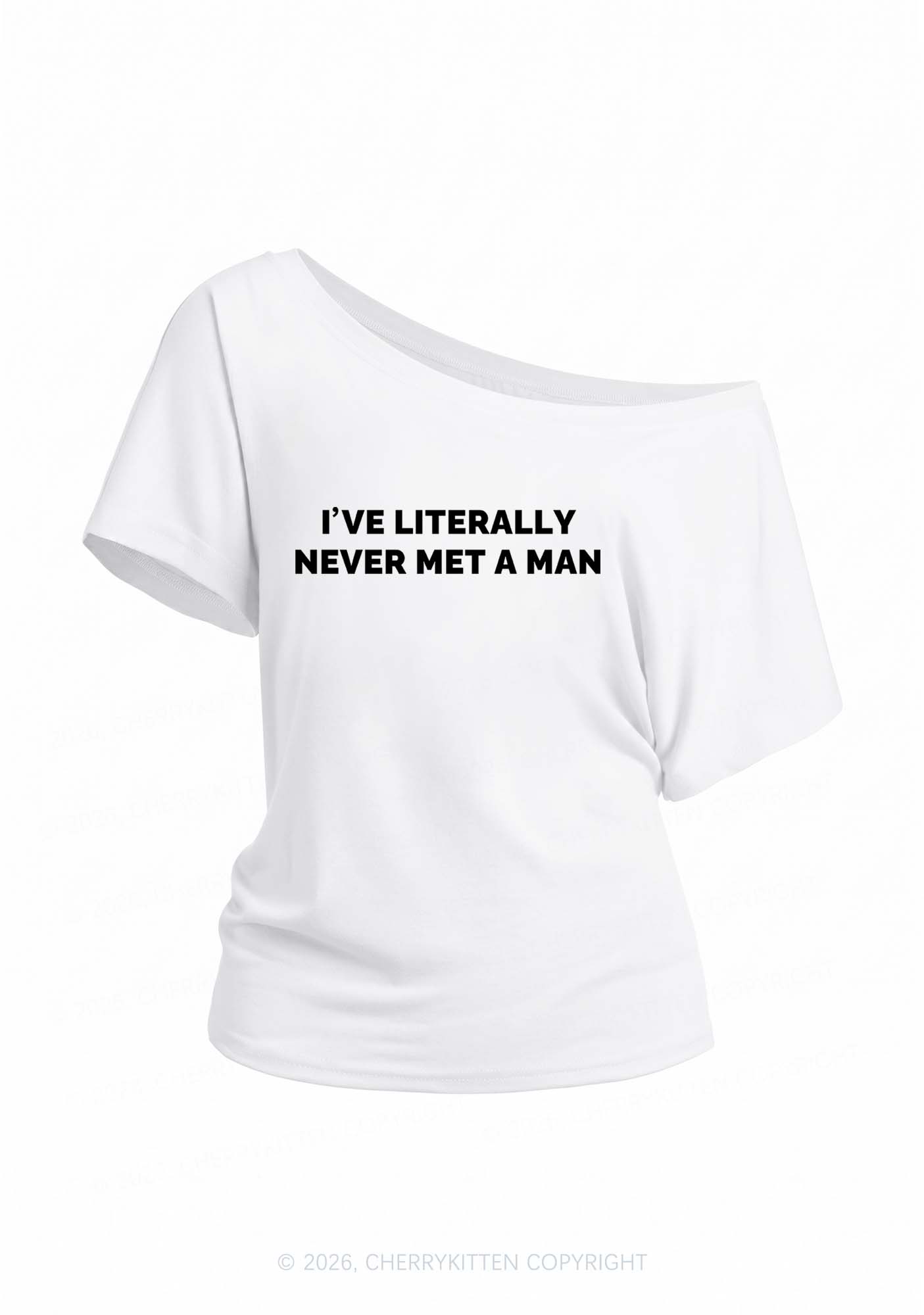 Never Met A Man Pride Y2K Off Shoulder Tee Cherrykitten
