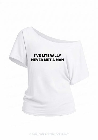 Never Met A Man Pride Y2K Off Shoulder Tee Cherrykitten